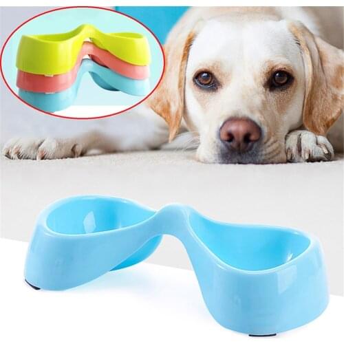 Pet Double Bowls Cute Bow-knot Dog Feeding Food Water Dish Cat Feeder Non-slip Puppy Drinking Dishes Bowl Pet Products Supplies