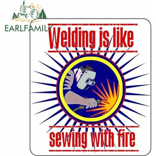 EARLFAMILY 13cm x 11.3cm For Welder Welding Cartoon Decal Bumper Car Stickers Waterproof Vinyl Material Scratch-Proof Decoration
