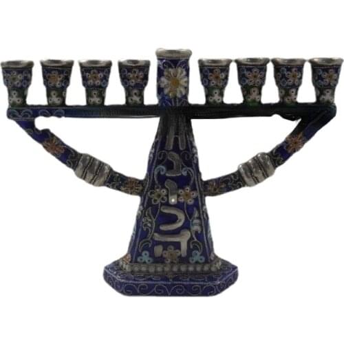 Sterling Silver Enamel Filigree Menorah Candlestick ED-0230