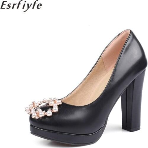 ESRFIYFE 2021 New Women Sexy Platfrom Super High Heels Round Toe Party Club Pumps Large Size Custom Shoes Shallow Shoes Woman