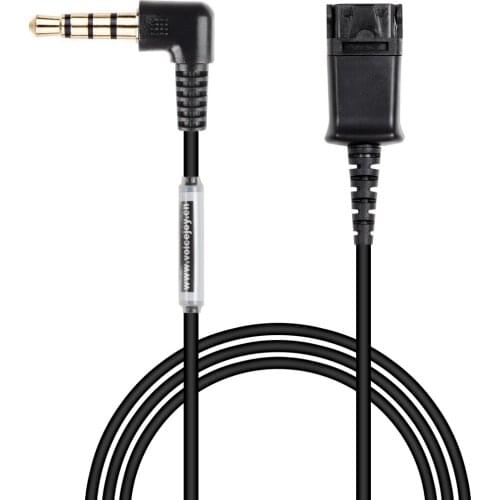 Call center headset QD Quick Disconnect cable with single 3.5mm plug for smartphones mobile phones ,laptop etc