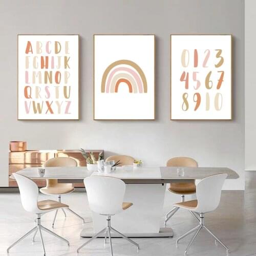 English Alphabet Digital Canvas Painting Poster And Print Childrens Bedroom Rainbow Wall Art Picture Nursery Home Decoration