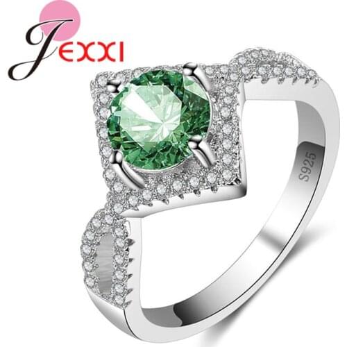 Geomestric Shaped Full Rhinestone Ring 925 Sterling Silver Rings Minimalist Design For Women Elegant Engagement & Wedding