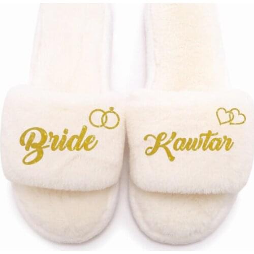 Coral fleece Team bride squad maid of honor gifts party supplies customized bridesmaid gift wedding slippers