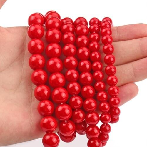 4/6/8/10/12mm Red Coral Jades Round Loose Stone Beads for Jewelry Making DIY Christmas Gift Bracelets Accessories 15