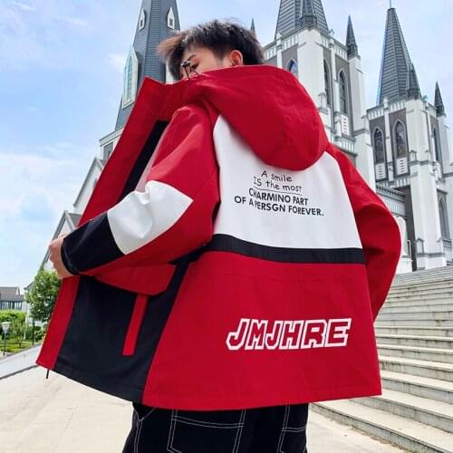 Hip Hop Spring Jackets Men Windbreaker Patchwork Autumn Loose Casual Couple Thin Jacket Loose Large Size Zipper Coat Tops Cloth