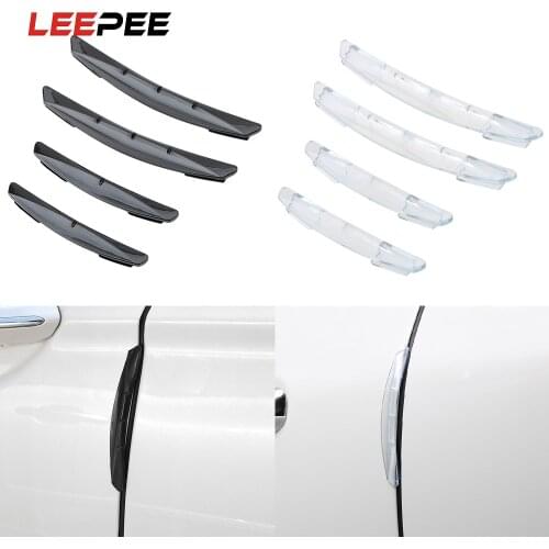 LEEPEE 4pcs/set Scratch Protector Anti-collision Adhesive Door Edge Guards Trim Molding Protection Strip Car Styling Car Sticker