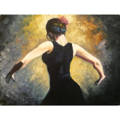 Oil painting art oil women portrait painting Proud Flamenco Dancer- impressionist artwork for bedroom decor