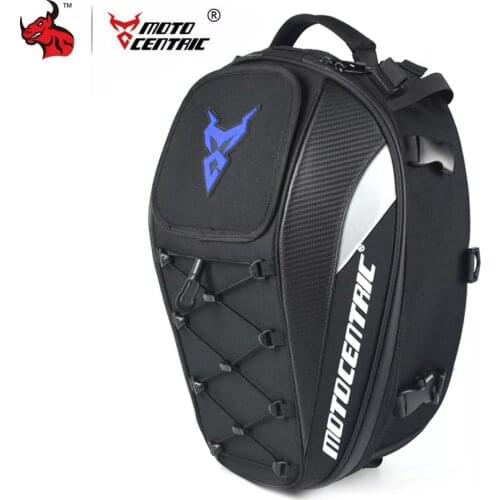 Black Mens Motorcycle Bag Waterproof Motorcycle Backpack Travel Luggage Bag Motorbike Tail Bag Multifunction Rear Seat Bag