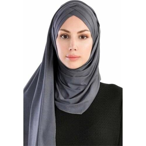 Muslim Instand Shawl Hijab Scarf Islamic Headscarf One Piece Hijabs Hooded Cap Head Wrap Plain Turban Full Cover Criss Cross Cap