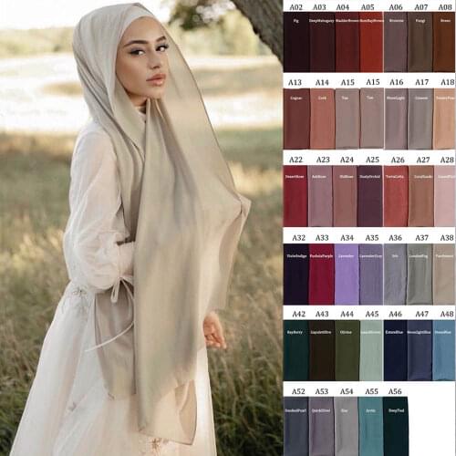 Muslim women plain bubble chiffon scarf hijab wrap solid color shawls headband muslim hijabs scarves