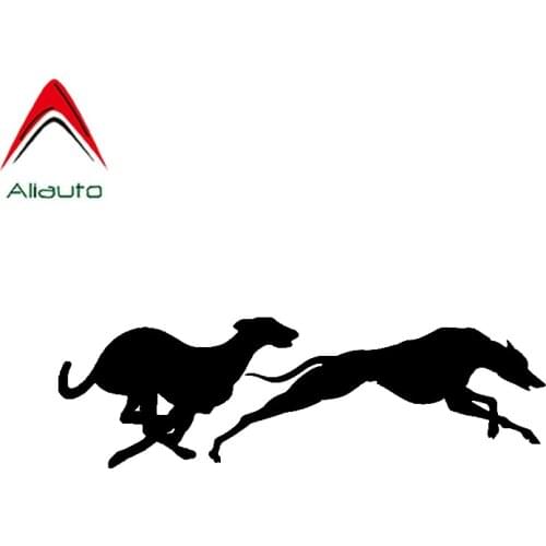 Aliauto Fashion Car Sticker Racing Greyhounds Vinyl Waterproof Sunscreen Anti-UV Decal Animal Motorcycle Black/silver,16cm*5cm