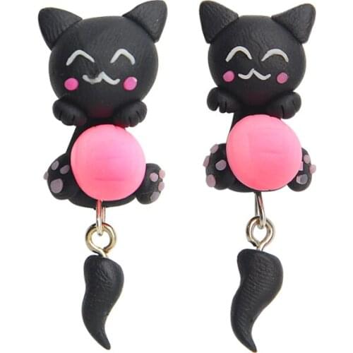 One Pair Personalized Fashion Polymer Clay Earrings For Women Cute Love Animal Brincos Brand Jewelry Christmas Brinco