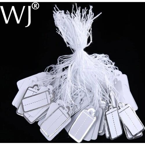 Wholesale Shop Supplies 200pcs/lot Silver Paper Tag Labeler Jewelry Price Tags With String /Jewelry Label for Accessories Store