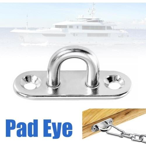 Pad Eye 304 316 Stainless Steel Oblong Plate Staple Ring Hook Loop U-shaped Design Screws Wall Mount Hook Hanger Marine Deck