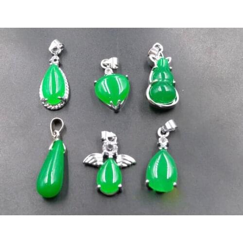 Ice species all green malay jade pendant female pendant inlaid jade Pendant free shipping