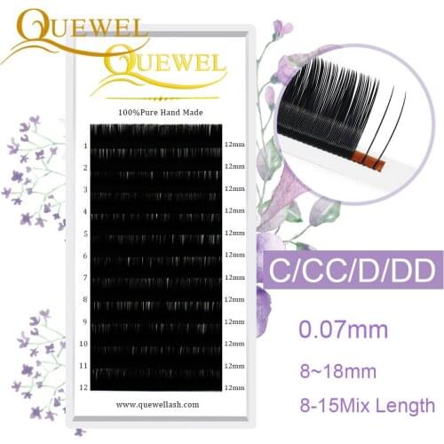Quewel False Eyelash Faux Mink Eyelashes Individual 0.07mm Silk Fiber Natural Thick Soft Lash High Quality Professional LY