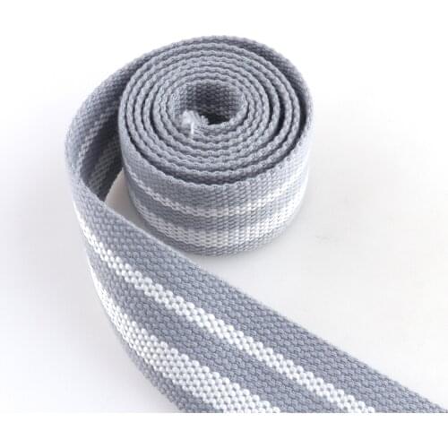 1.5“ cotton webbing Polyester gray striped soft webbing Nylon webbing Strap for Belt Dog Collar camera handbag garment backpack