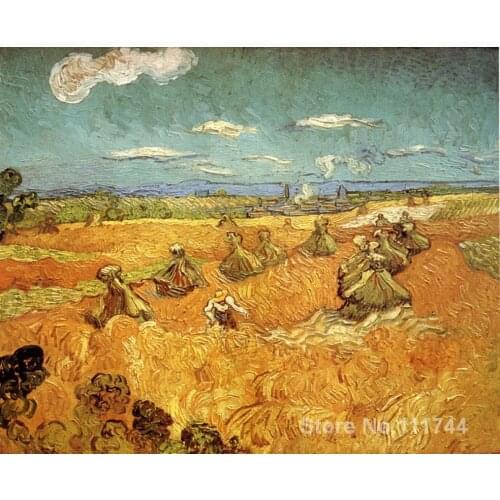 Hand painted art on canvas Wheat Stacks with Reaper Vincent Van Gogh painting for sale High quality
