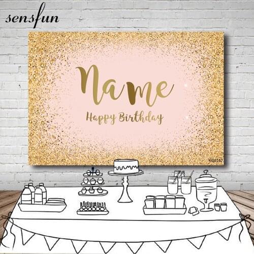 Sensfun Rose Gold Glitter Photography Backgrounds Girls Lady Women Happy Birthday Party Backdrop 7x5ft Vinyl Polyester