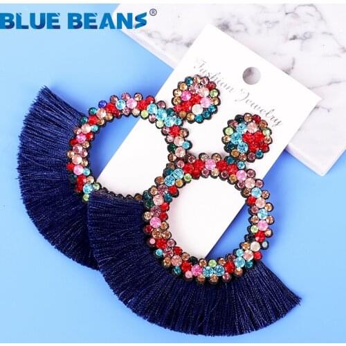 Tassel Earrings Women Punk Earings Fashion Jewelry Hanging Crystal Star Girls Earring Drop Dangle Long Boho Set Luxury Handmade