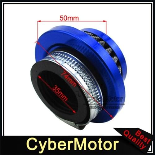 Blue 35mm Air Filter Cleaner For 50cc 70cc 90cc 110cc 125cc Dirt Pit Bike ATV Go Kart Buggy Thumpstar Roketa Yamaha CRF50 YCF XR