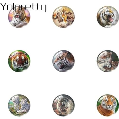 White color Tiger Paintings 16mm 20mm 25mm Design Glass Cabochon Cabochons Accessories Jewelry Findings Making & Components