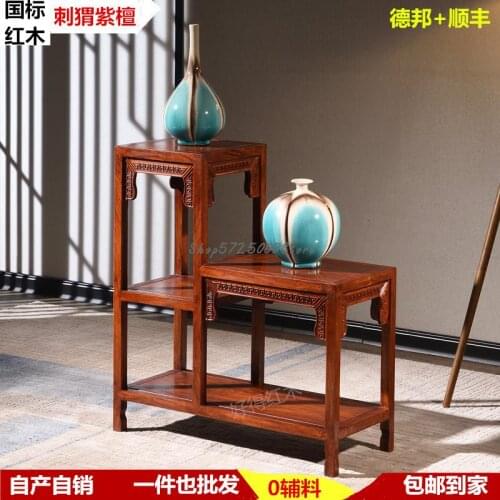 Mahogany living room rack rosewood single Chinese bonsai stand wenge multi-layer flower stand solid wood indoor flower table