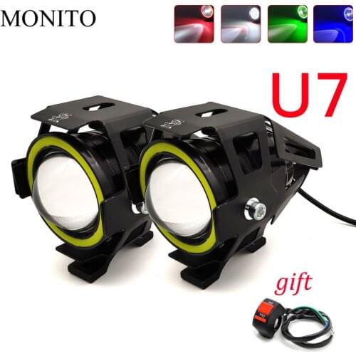125W U7 LED Motorcycle Headlight Angel Eyes Driving Head Lamp Fog Light For Triumrh SPEED TRIPLE 1050 GT RS SRINT ST STREET TWIN