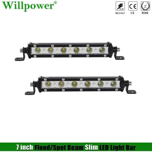 Offroad Car 7" Ultra-Slim LED Work Light Bar Pickup 4x4 Truck ATV UTV SUV Backup Spotlights Flood Driving Fog Light