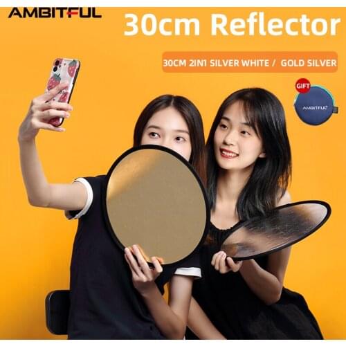 AMBITFUL High Quality 2in1 Gold Silver White 30cm Round Outdoor and Indoor Shooting Beautify Reflector