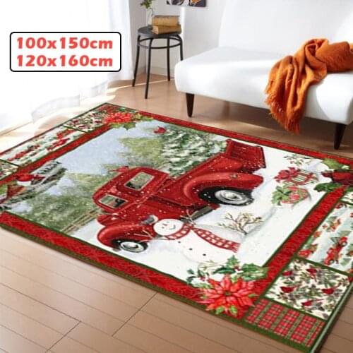 WUJIE 3D Christmas Area Rugs for Living Room Car Pattern Carpet Anti-slip Floor Mat Doormat Home Xmas Decoration(6 Styles)