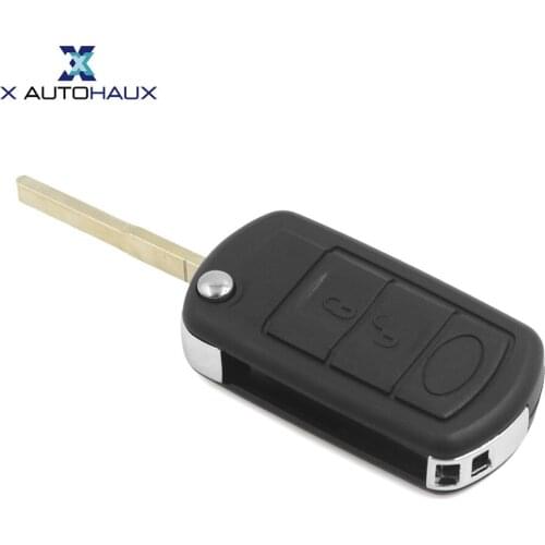 X AUTOHAUX Plastic Metal Lithium 3V battery CR2032 Replacement 3 Buttons Car Flip Remote Keyless Key 433MHz Clip For Land Rover