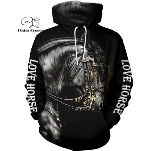PLstar Cosmos horse HUNTING 3D Printed Shirts 3D Print Hoodies/Sweatshirt/Zipper Man Women big black horse Bow Hunter horse-21