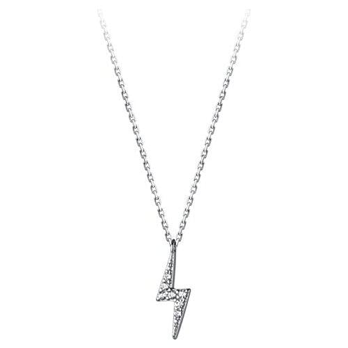 Mini 100% real 925 Sterling Silver Fine Jewelry CZ Bolt Wave lightning Pendant necklace Womens C-D8199