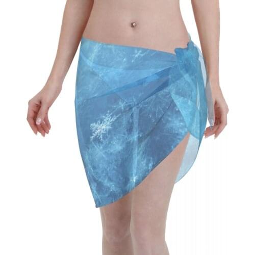 Women See-Through Beach Bikini Cover Up Wrap Scarf Swimwear Pareo Sarong Dress Real Snowflakes Casual Beach Dress