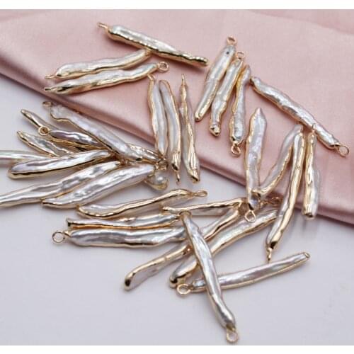 1PC Real Natural Freshwater Pearl Charm White Irregular Bar Long Stick Baroque Pearl Pendulum DIY Jewelry for Earrings Women