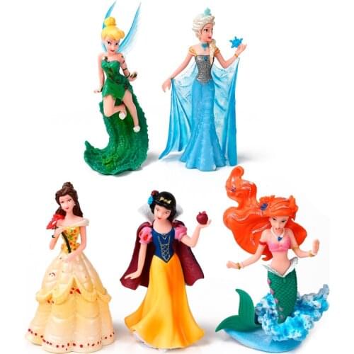 5pcs a set Disney cartoon snow white doll Frozen Princess Anna Elsa Action Figures PVC Model Dolls Collection Birthday Gift