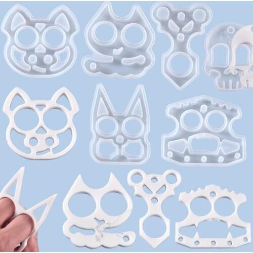 6pcs NEW Self Defense Weapon Keychain Silicone Mold for Resin Art Pointed Cat Dog DIY Resin Mold Supplies Silicone Mold Resin