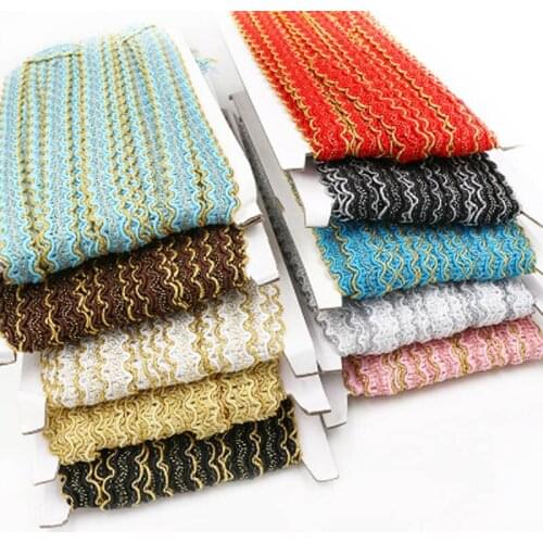 6Yards/lot 1.5cm gold wire bilateral s-shaped wave lace accessories DIY clothing curtain decoration home textile accessories