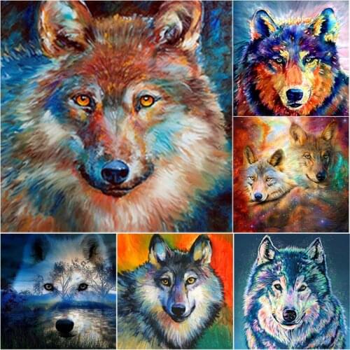 New 5D DIY Diamond Painting Animal Cross Stitch Wolf Diamond Embroidery Full Square Round Drill Manual Craft Home Decor Art Gift