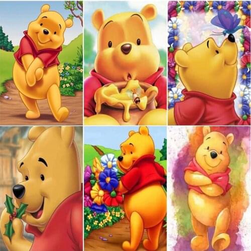 Disney Winnie The Pooh Bear Diamond Painting Lightning Cross Stitch Full Square/Round Diamond Mosaic Home Decor Childrens Gift