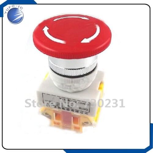 Free Shipping 2XEmergency Stop Switch Push Button Mushroom PushButton LAY37 LAY7 Y090-11ZS hym