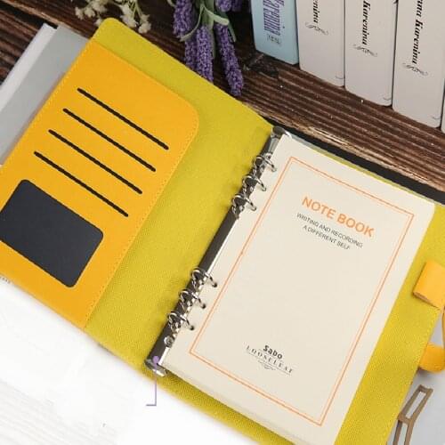 A7/A6/A5/B5 Classic Spiral Planner Notebook Loose Pocket Leather 6 Holes Ring Binder Journal Hard Cover Diary Business Notebook