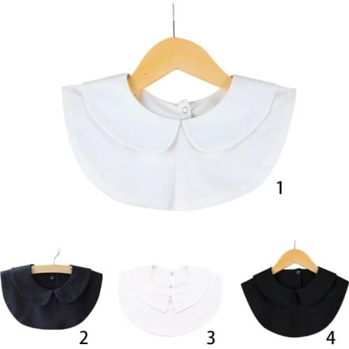 New Women Solid Shirt Cotton False Doll Collar White & Black Blouse Vintage Detachable Adjust Clothes Accessories