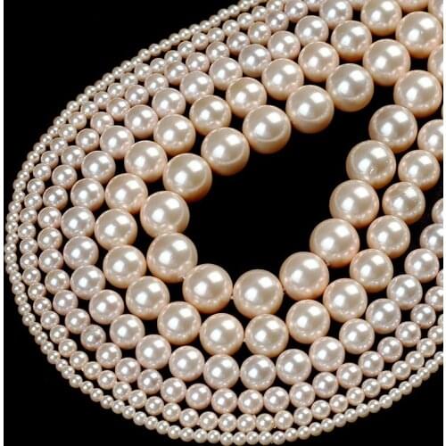 Natural yellow Shell Pearl Beads Round Loose Spacer Beads For Jewelry Making DIY Bracelet Necklace Accessories 15'' 2/3/4/6/8mm