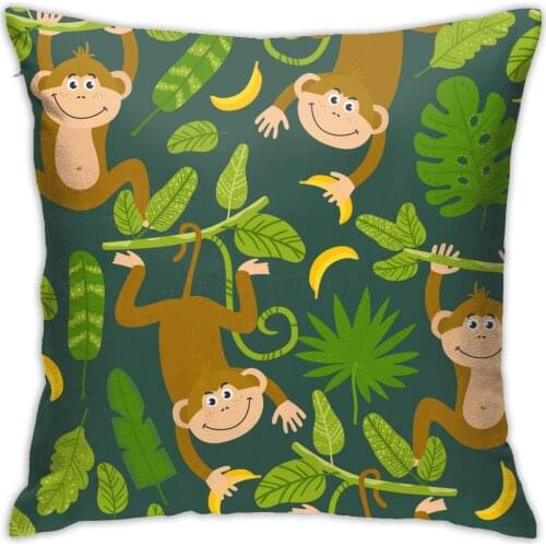 Animal Monkey Pillow Cases Animal Pillowcases Animal Monkey Water color 45*45 for Children Kids Beige fur Linen Cushion Cover