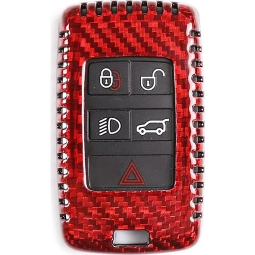 For Land Rover Range Rover Vogue Velar Discovery 5 2017-21 Real Carbon Fiber Red Car Key Shell Protective Cover Car Accessories