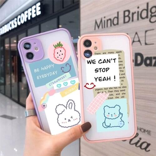 Fashion Cute Cartoon Animal Funny Rabbit Bear Phone Case for Iphone 12 11 Pro Xs MAX XR X 6s 7 8 Plus SE2020 Clear Label Cover