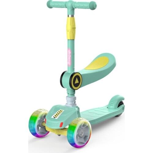 Children 3 In 1 Kick Scooter Folding Skateboard Kids Adjustable Height Flashing Light 3 Wheels Foot Scooters Boy Girl Scooter